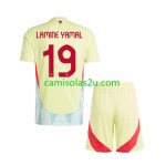 Camisolas de futebol Espanha Lamine Yamal 19 Criança Equipamento Alternativa Euro 2024 Manga Curta